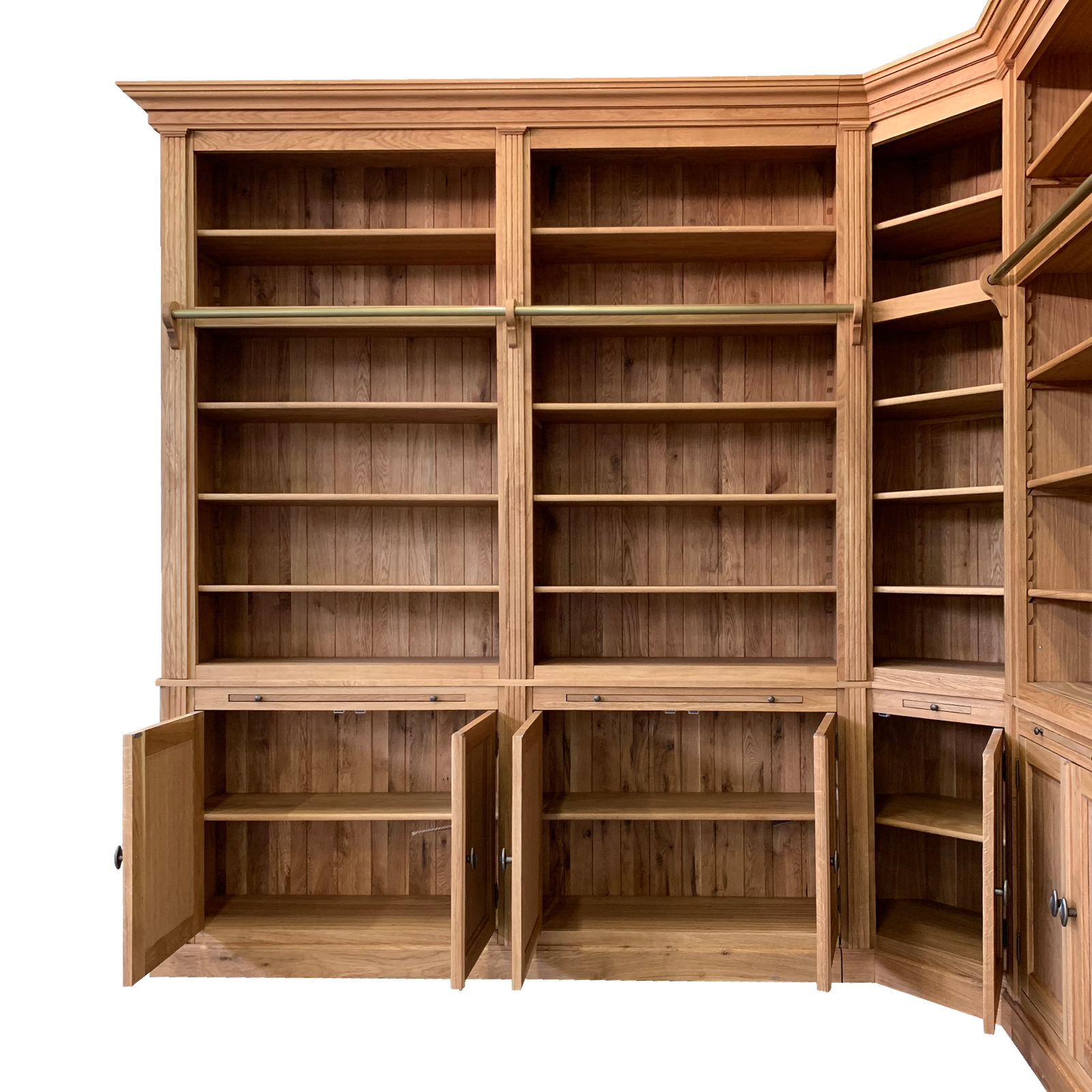 Biblioteca pe colt din lemn masiv de stejar