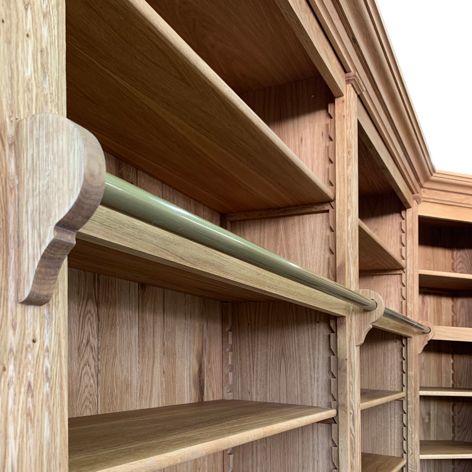 Biblioteca pe colt din lemn masiv de stejar