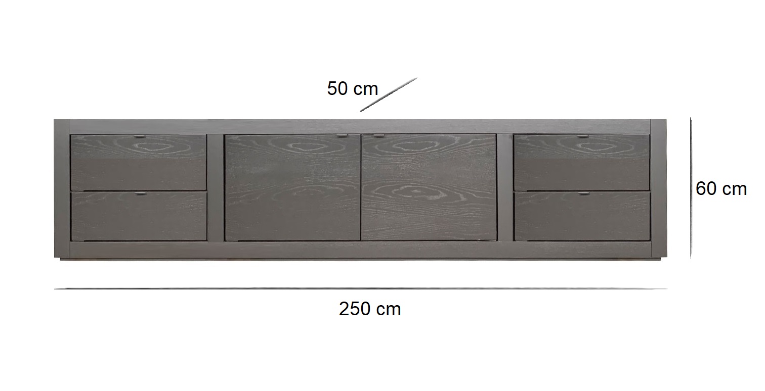 Comoda TV lemn masiv SQR 17 negru mat 250 cm detaliu 10
