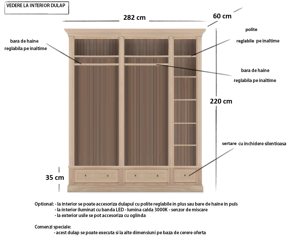 Dulap mobilier dormitor stejar MC 251 detaliu 8