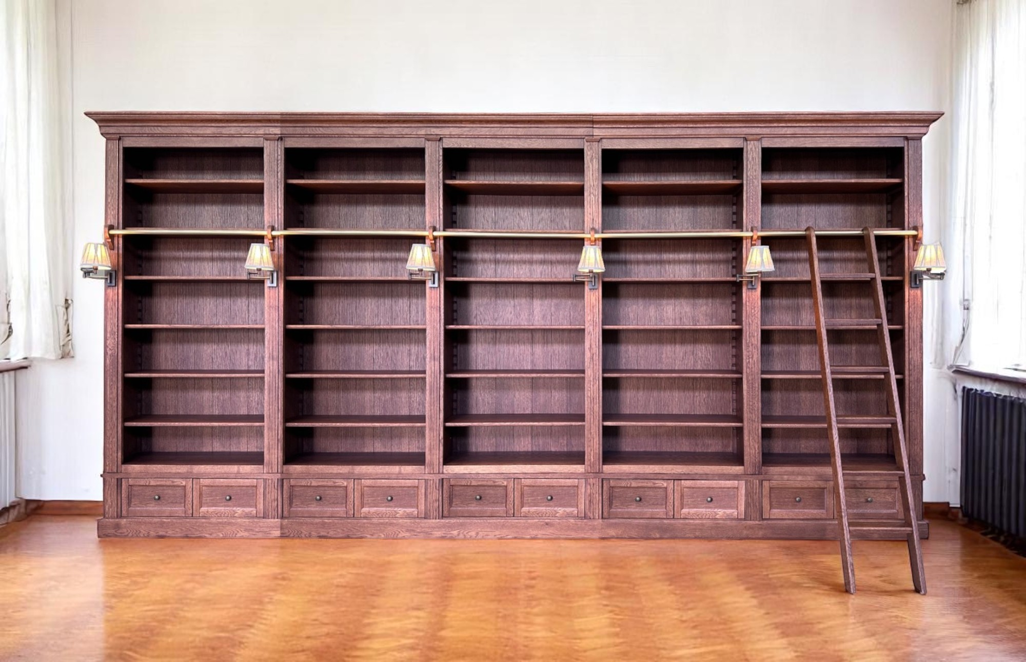 Biblioteca lemn masiv stejar MC 220 detaliu 6