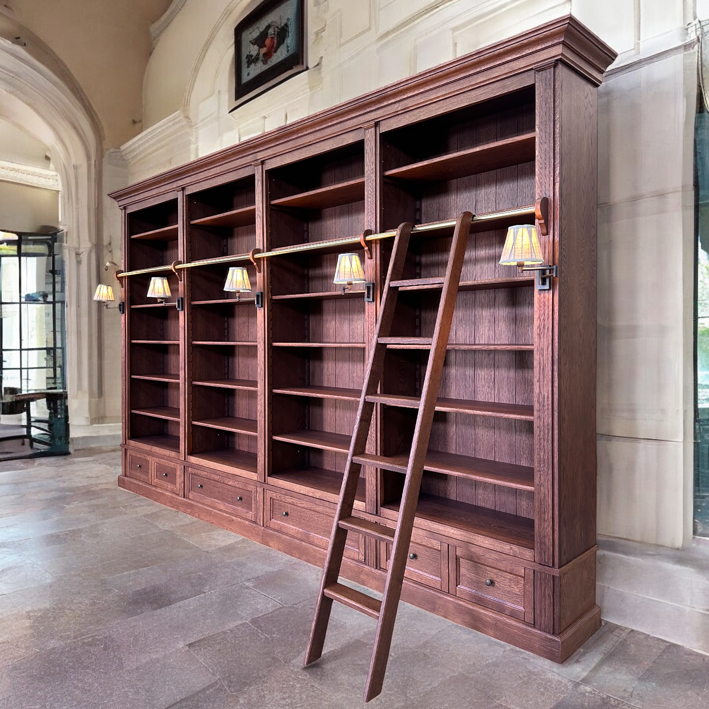 Biblioteca lemn masiv stejar MC 221 detaliu 9