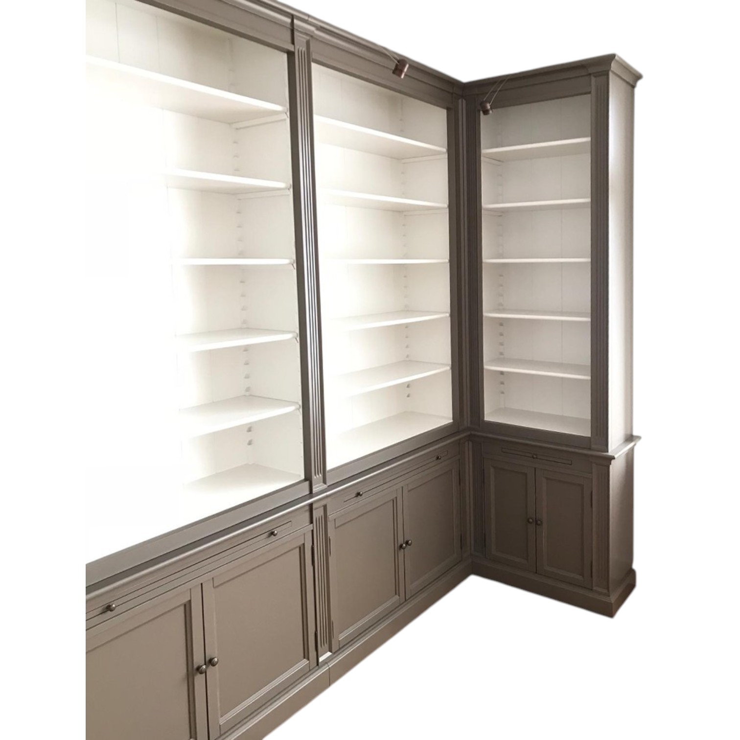 Biblioteca din lemn masiv MC 80 - 200x80x40x240 cm, finisaj olive
