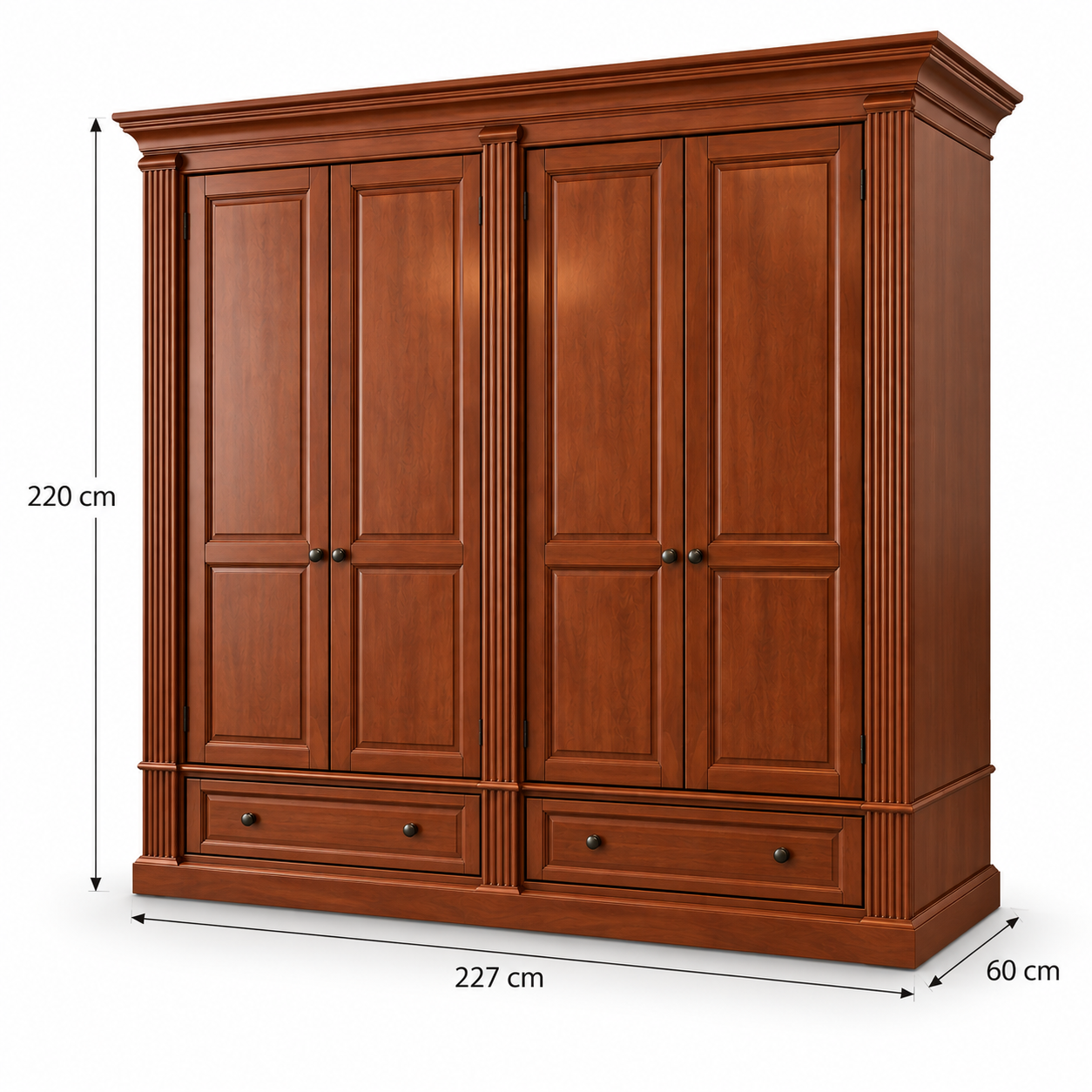 Dulap din lemn masiv, gama larga de finisaje, lungime 227 cm latime 60 cm si inaltimea de 220 cm, cod articol MC 248 - imagine 4