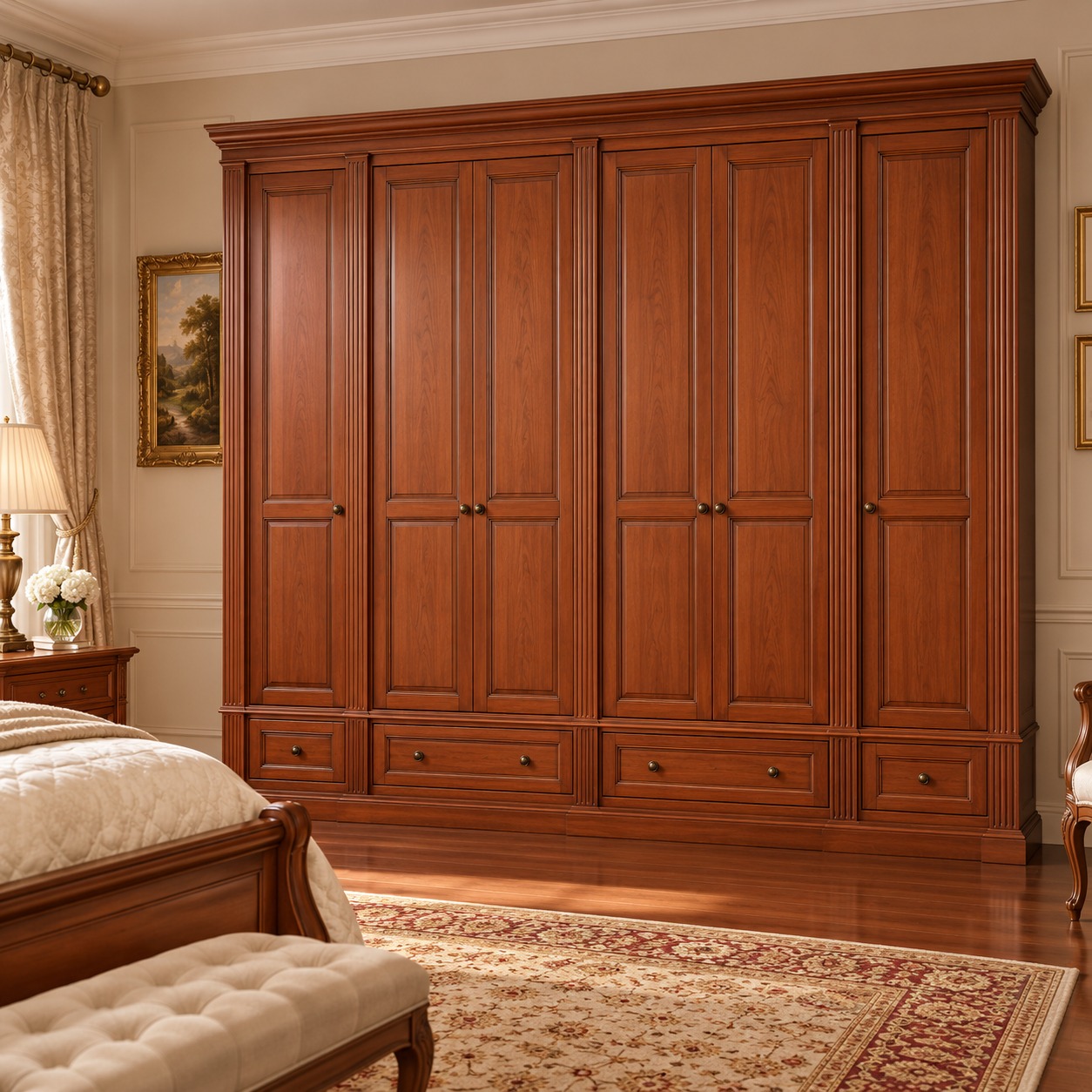 Dulap din lemn masiv, lungime 300 cm latime 60 cm si inaltimea de 220 cm, gama larga de finisaje, cod articol MC 254 - imagine 3