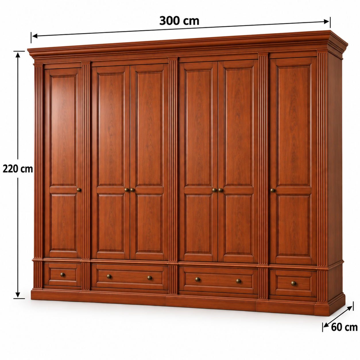 Dulap din lemn masiv, lungime 300 cm latime 60 cm si inaltimea de 220 cm, gama larga de finisaje, cod articol MC 254 - imagine 4