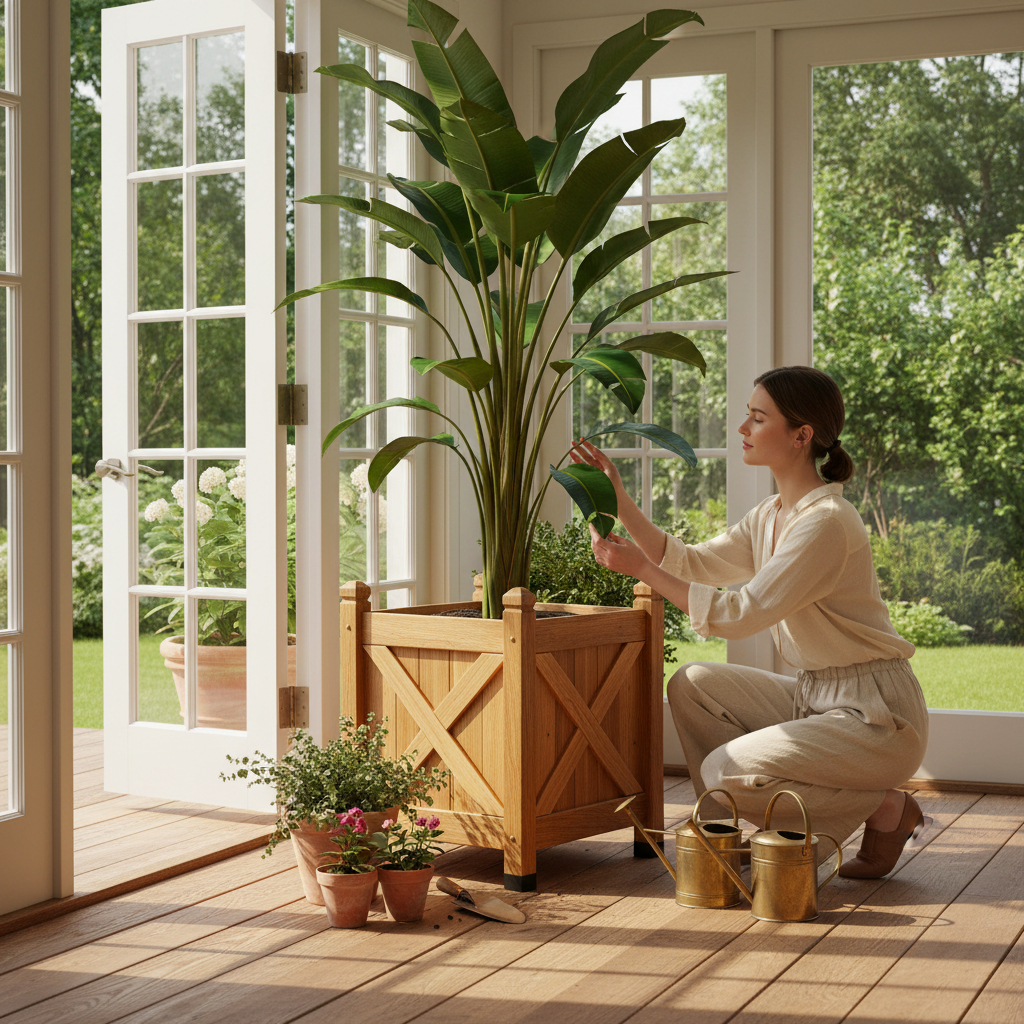 Jardiniera lemn masiv stejar MC 190 detaliu 6