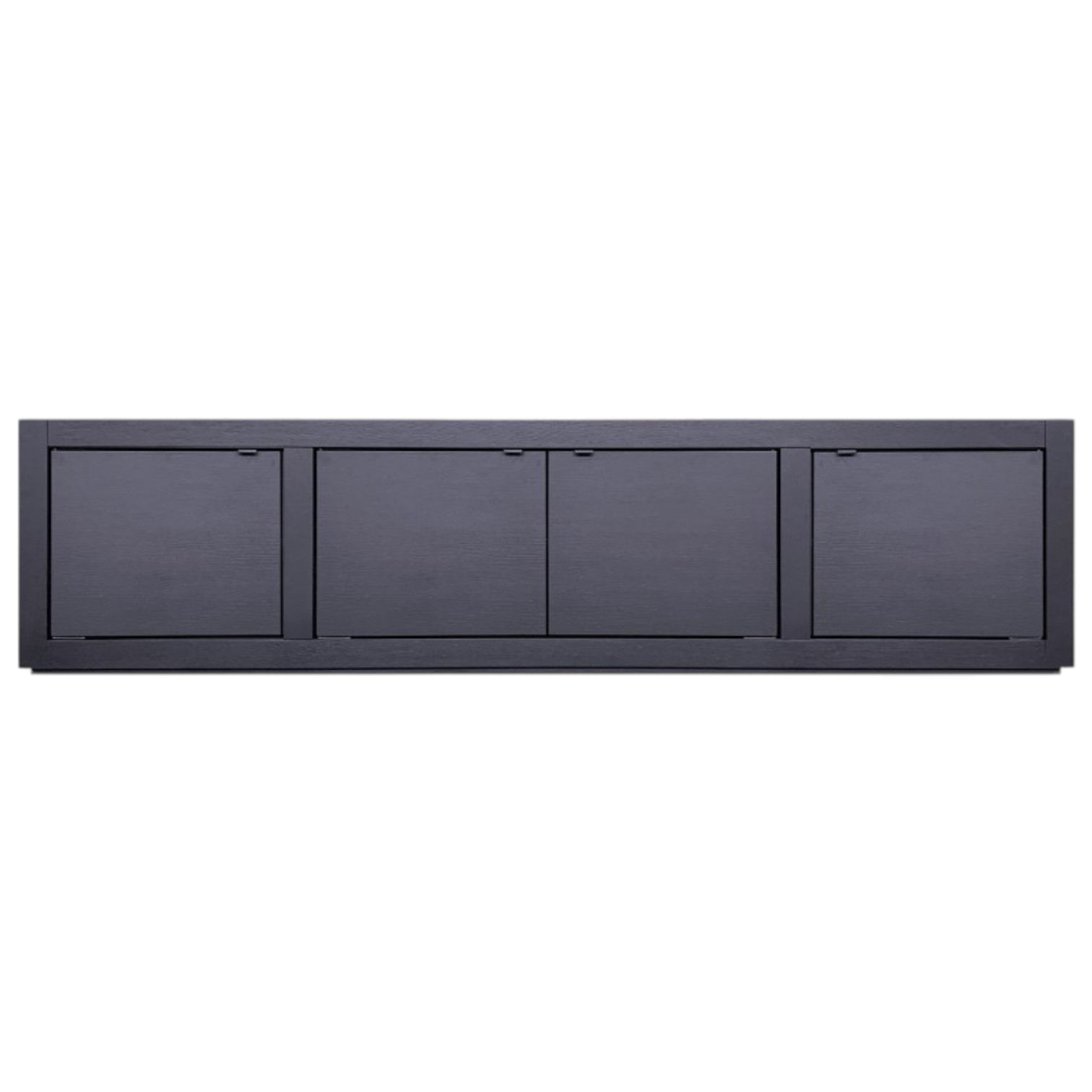 Comoda TV lemn masiv stejar 250 cm, 4 usi, negru mat - SQR 16