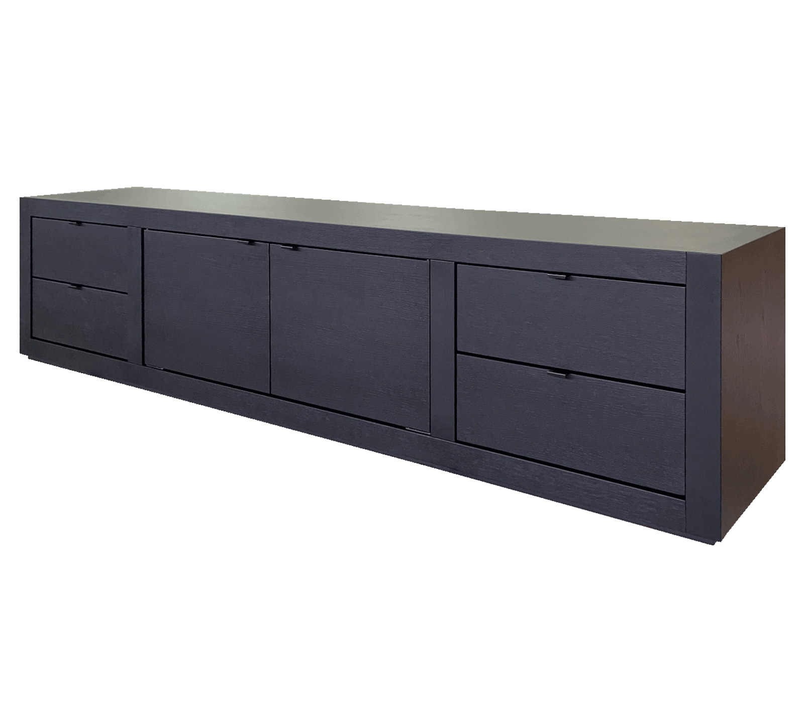 Comoda TV lemn masiv SQR 17 negru mat 250 cm detaliu 2