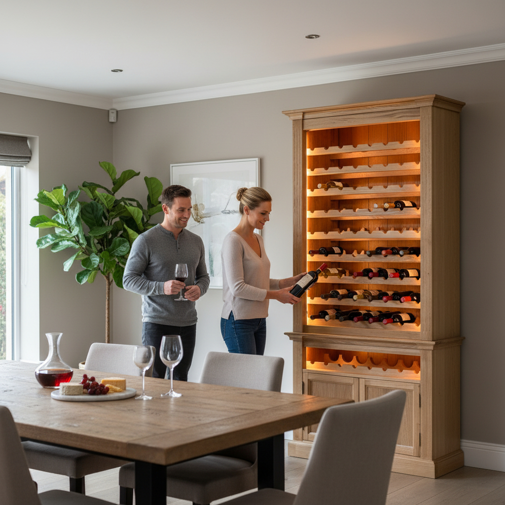 Vinoteca lemn masiv stejar MC 245 detaliu 2