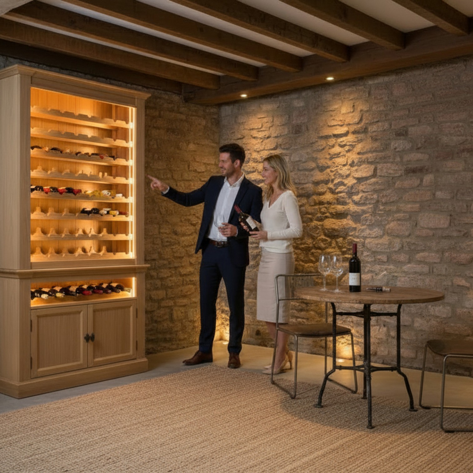 Vinoteca lemn masiv stejar MC 245 detaliu 6