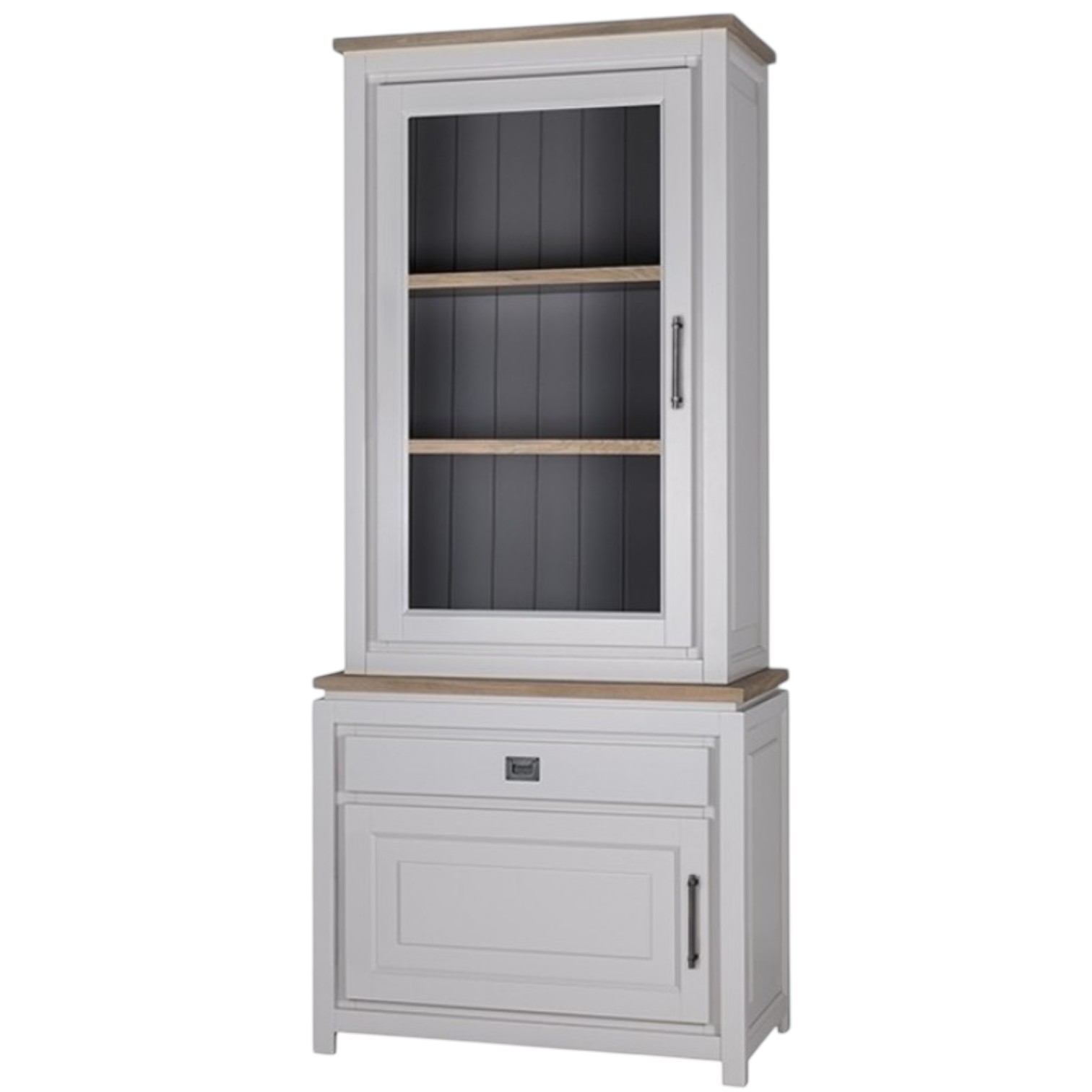 Vitrina din lemn masiv ML 02, alba, 95x50x220 cm