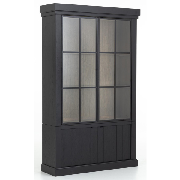 Vitrina lemn masiv MC 19 B cu usi metal negru - vedere principala