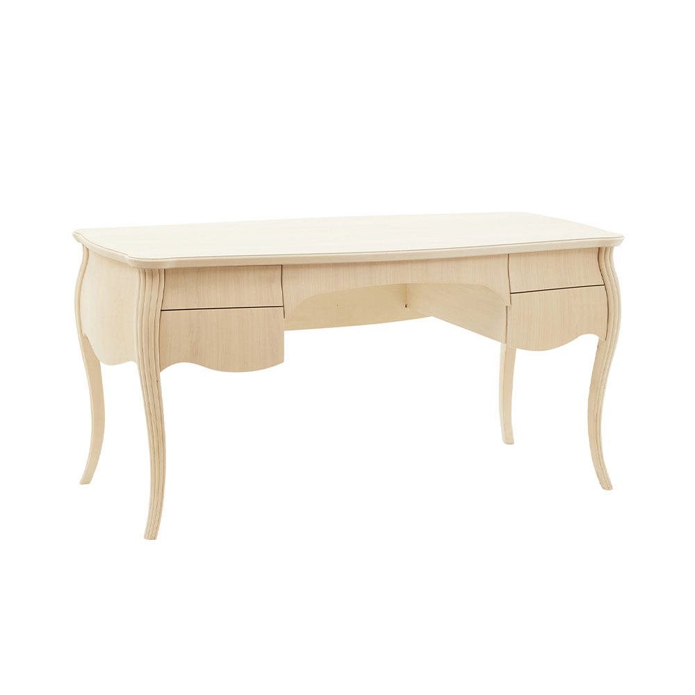 Birou din lemn masiv cu 4 sertare, lungime 160 cm, latime, 80 cm si inaltimea de 80 cm, picioare curbate, finisaje multiple la alegere - ZN FR020