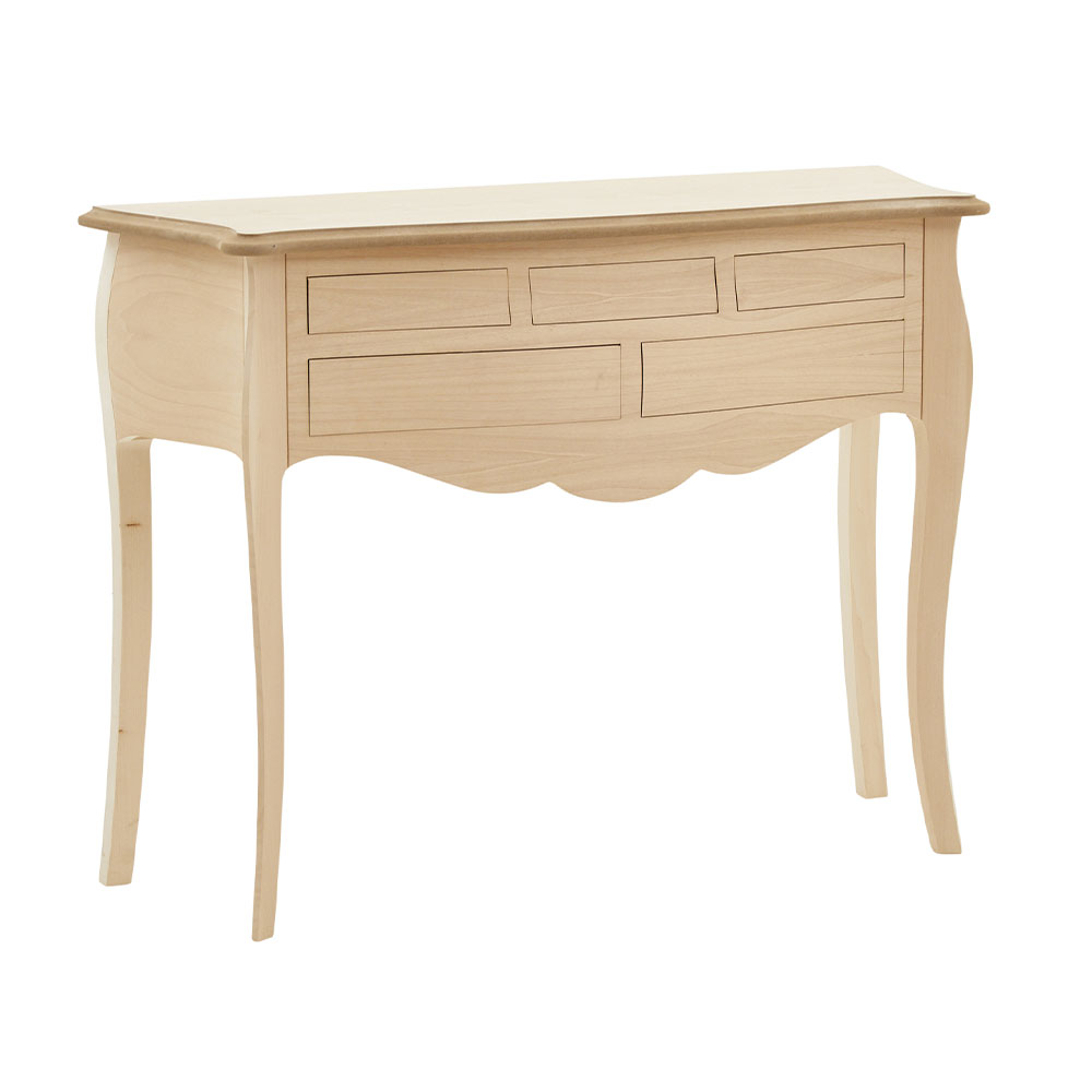 Consola din lemn masiv cu picioare curbate si 5 sertare, lungime 120 cm, latime 40 cm si inaltimea de 77 cm - imagine 9