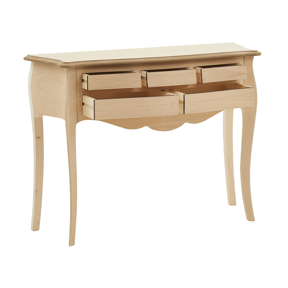 Consola din lemn masiv cu picioare curbate si 5 sertare, lungime 120 cm, latime 40 cm si inaltimea de 77 cm - imagine 10