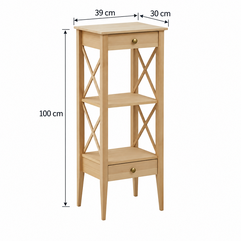 Consola lemn masiv cu 2 sertare si 1 polita, lungime 39 cm latime 30 cm si inaltimea de 100 cm - imagine 3