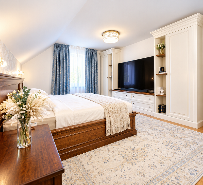 Pat din lemn masiv de stejar cu noptiere incluse, dim. disponibile 160-180-200 x 200, somiera inclusa - imagine 7