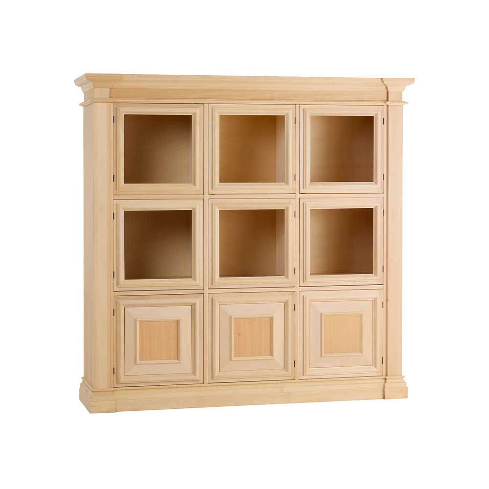 Vitrina lemn masiv 6 usi cu sticla 3 usi cu tablie , polite la interior cu dimensiunea 206 x 56 x 201 cm - ZN 5010G - imagine 2