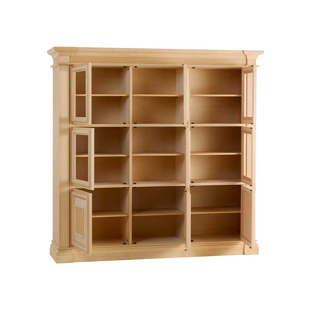 Vitrina lemn masiv 6 usi cu sticla 3 usi cu tablie , polite la interior cu dimensiunea 206 x 56 x 201 cm - ZN 5010G - imagine 3