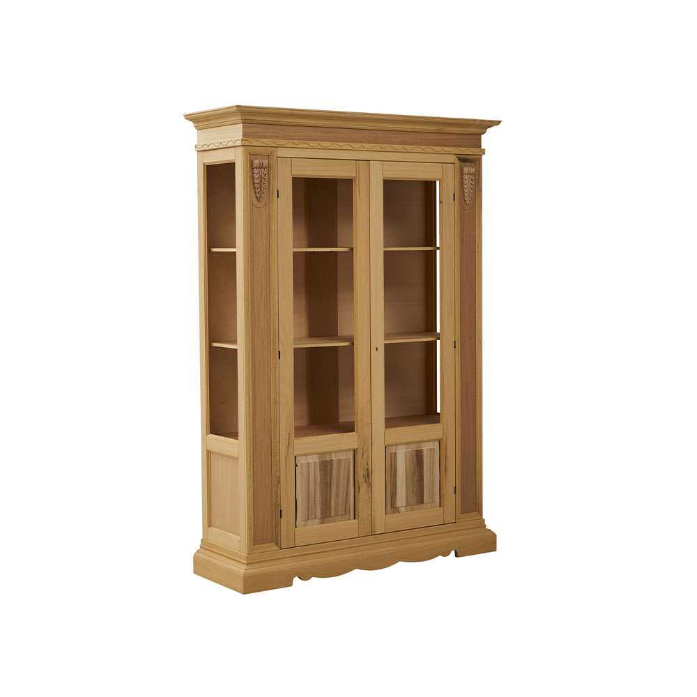 Vitrina lemn masiv 1 usa sticla si tablie , elemente decorative cu dimensiunea 113 x 48 x 212 cm - ZN 904G - imagine 2