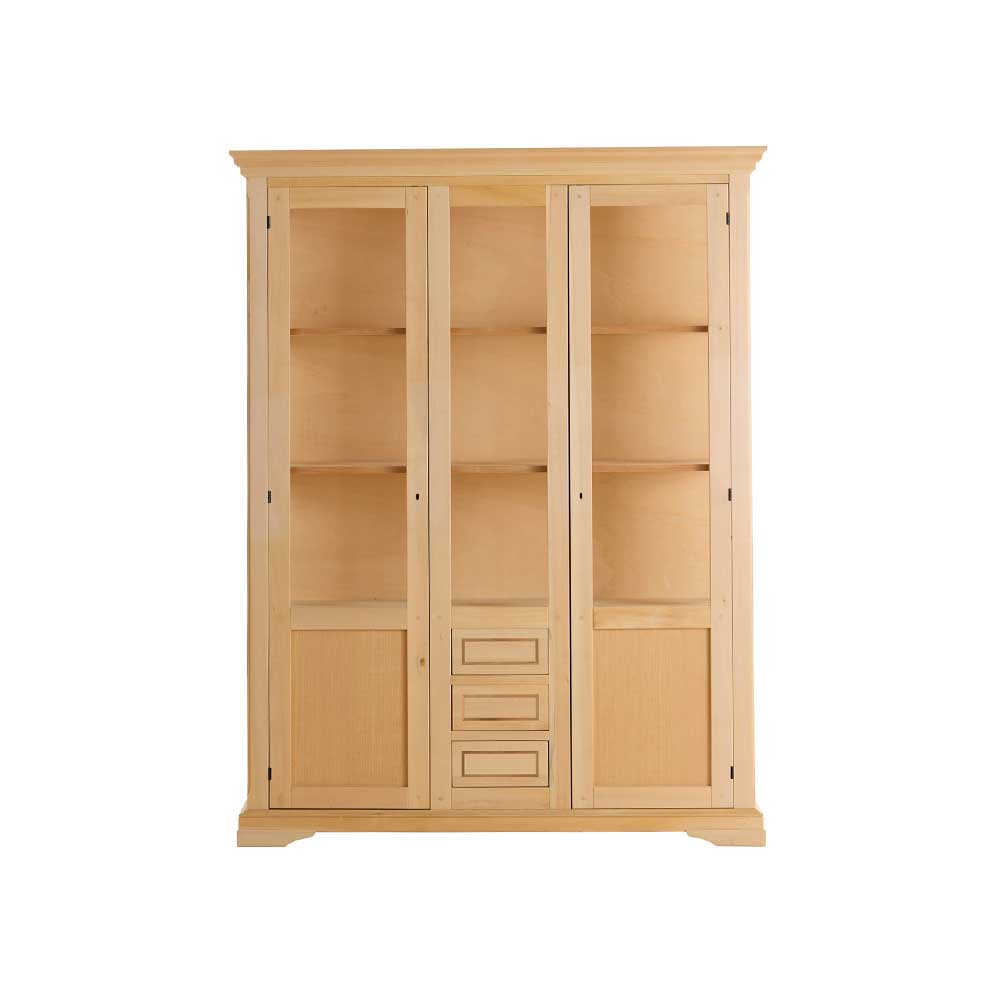 Vitrina lemn masiv 2 usi cu sticla , 3 sertare cu dimensiunea 151 x 42 x 194 cm - ZN 915G - imagine 2