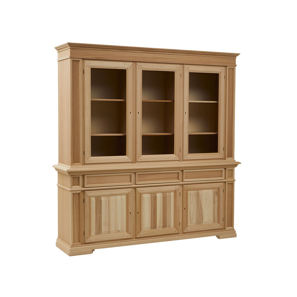 Vitrina lemn masiv 3 usi 3 sertare cu dimensiunea 220 x 52 x 222 cm - ZN 204G
